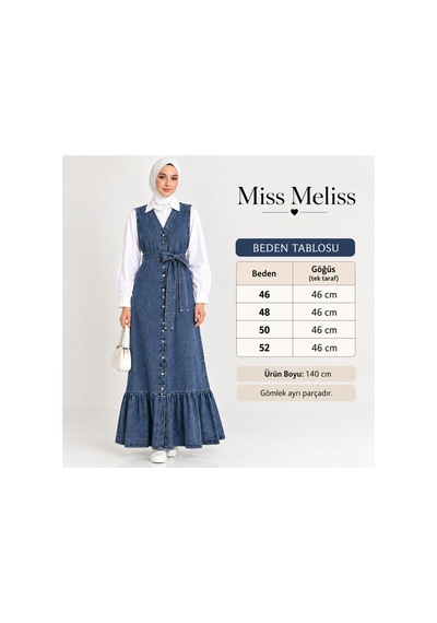 Miss Meliss Şık Gömlekli Kot Ebise Mavi Mavi