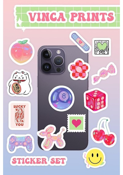 Laptop Sticker Seti 14 Adet Sticker Macbook Notebook Tablet Telefon Ajanda Defter Sticker Seti