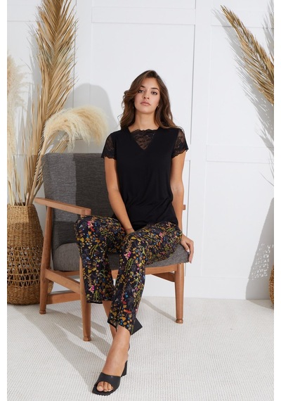 Sevim Kadın Kısa Kol Siyah Pijama Takım C7t8n551 001
