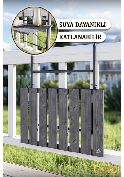 Bino Katlanır Yükseklik Ayarlı Askılı Kamp Balkon Mutfak Bahçe Masası Füme Bino Katlanır Yükseklik Ayarlı Askılı Kamp Balkon Mutfak Bahçe Masası Füme