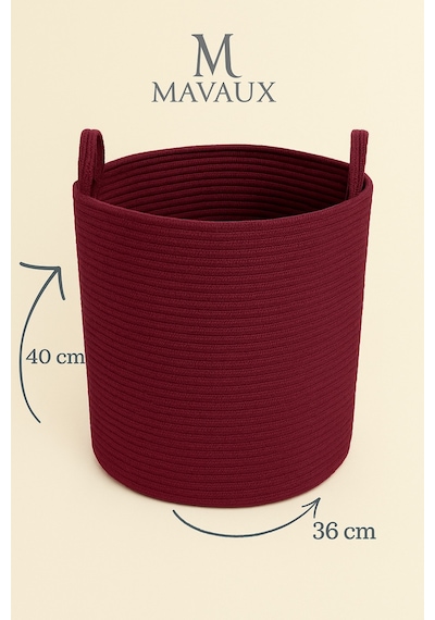 Mavaux El İşçiliği Dokulu Büyük Boy Sepet 40 X 36 Cm Dekoratif Ev Düzeni, Oyuncak Ve Çamaşır Organizer Mürdüm