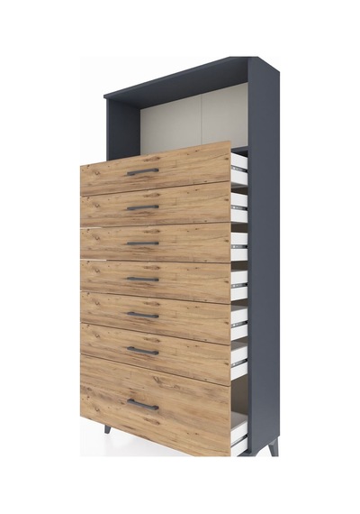 Arges Dolap Tek Raflı 7 Çekmeceli 88x30x182 Antrasit-çam Antrasit