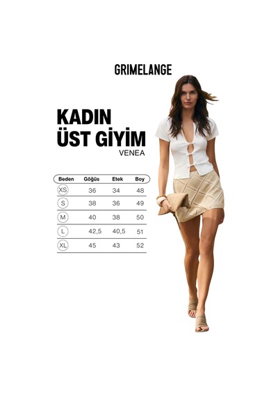 Grımelange Venea Kadın Yumuşak Ve Esnek Kumaşlı Kısa Kollu Çin Düğmeli Ekru Bluz