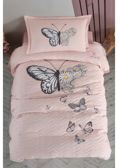 Clasy %100 Pamuk Tek Kişilik Dört Mevsim Seti DaisyLove V2 Somon