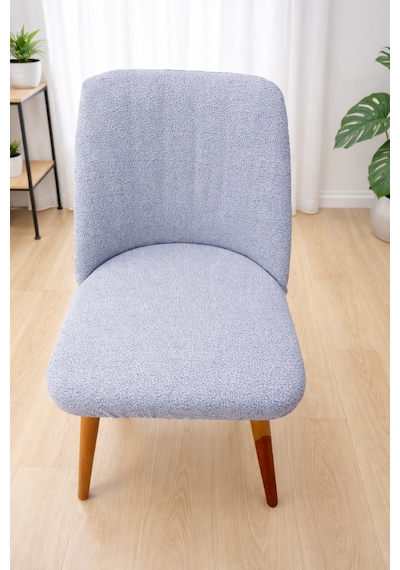 Mutfak Sandalye Kılıfı-büyük Oval Likral Kum Desen Yıkanabilir Lastikli Sandalye Örtüsü Chair Cover Gri