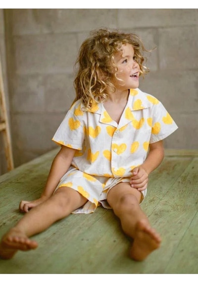 Lolliboomkids Unisex Çocuk Yeni Sezon Sarı Kalp Desen Kısa Kol Gömlek Ve Şort Takım 2 Parça Sarı Beyaz Sarı - Beyaz Lolliboomkids Unisex Çocuk Yeni Sezon Sarı Kalp Desen Kısa Kol Gömlek Ve Şort Takım 2 Parça Sarı Beyaz Sarı - Beyaz