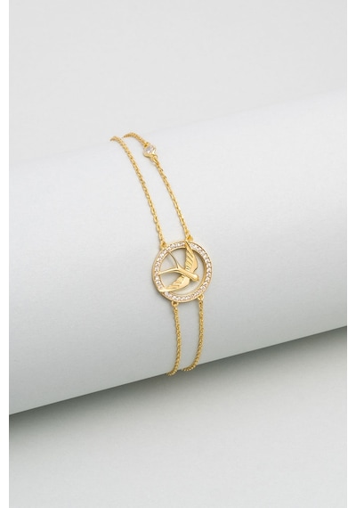 So Chic Kırlangıç 18 Ayar Sarı Altın Kaplama 19 Cm Gümüş Bileklik Sarı