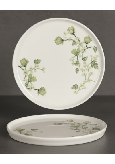 6 Kişilik Nodric Kenar Toledo Pasta Tabağı 20cm Dijital Freesia Desen Krem