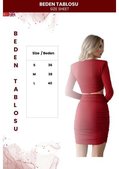 Zedefx Kadın Bel Dekolte Detaylı Elbise Kırmızı