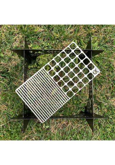 Paslanmaz Çelik Bushcraft Dikdörtgen 13cm X 24cm Metal Izgara Latnox Çınar Extreme Gri