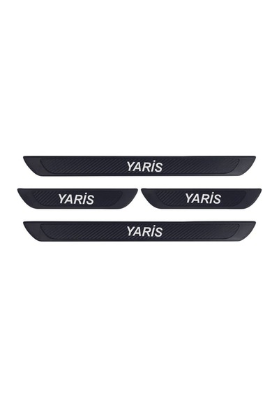 Toyota Yaris Tüm Modeller Uyumlu Old Karbon Kapı Eşiği 4 Parça Krom Yazılı