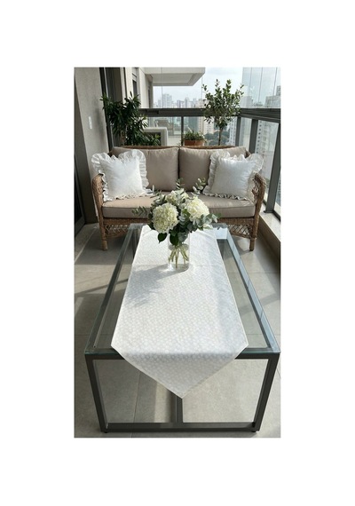 %100 Pamuk Özel Desenli Üçgen Runner 40x110 Beyaz - 900631620 Beyaz