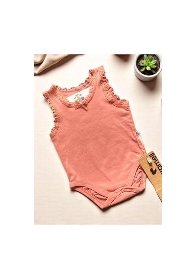 Altıntaş Baby Caramell Dantel Detaylı %100 Pamuk 2'li Body Set Kız Bebek Gül Kurusu Gül Kurusu