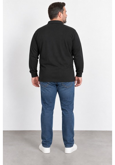 Bihan Store Erkek Battal Boy Petekli Uzun Kol Sweat 26k-116-siyah