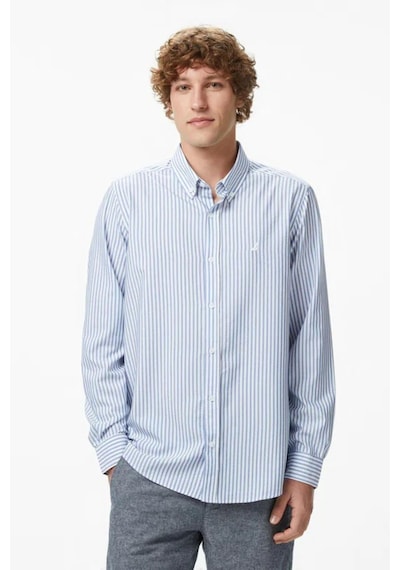 Nautica Erkek Mavi Regular Fit Çizgili Gömlek-14504