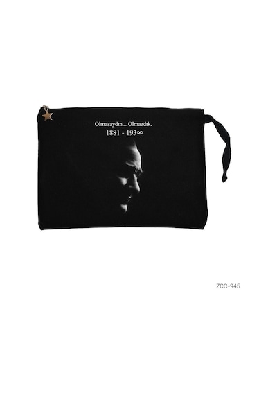 Zepplin Giyim Atatürk Olmasaydın Olmazdık Siyah Clutch Astarlı Cüzdan