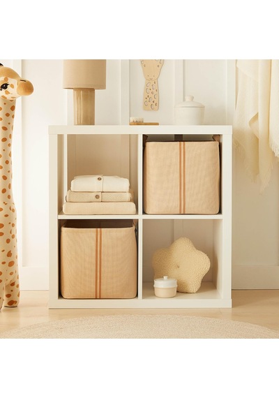2'li Çocuk Odası Jüt Keten Kumaş Sepet Set 30 X 30 X 30 Cm Çok Renkli