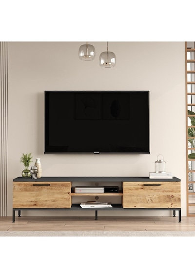 Best Tv Ünitesi 2'li Set Orta Sehpa Metal Ayaklı Çam Bes5-aa Atlantik Çam - Antrasit Best Tv Ünitesi 2'li Set Orta Sehpa Metal Ayaklı Çam Bes5-aa Atlantik Çam - Antrasit