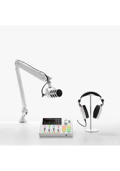 Podmic: Beyaz Profesyonel Dinamik Podcast / Broadcast Mikrofon
