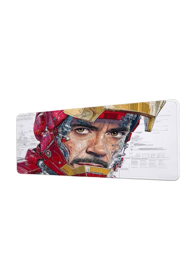 Iron Man Tony Stark Teknolojik Blueprint 40x90 Cm Oyuncu Mousepad Kaymaz Taban Büyük Boy Siyah