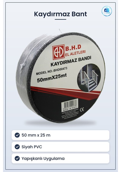 Kaydırmaz Bant 50 Mm X 25 M Siyah Pvc Merdiven Basamak Rampa Depo