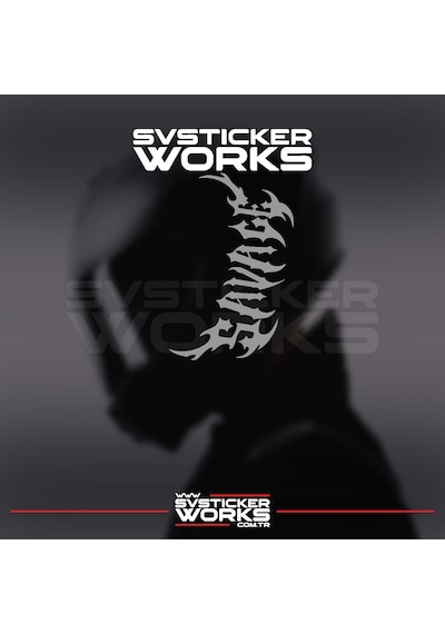 Savage Kask Sticker Tüm Kasklar Uyumlu Tek Yön 1 Adet Gri