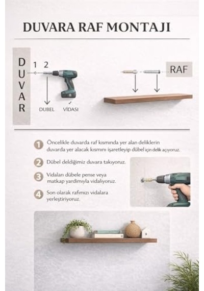 Tekli Uçan Duvar Rafı Set Gizli Raf- Beyaz - 30x40 Diğer