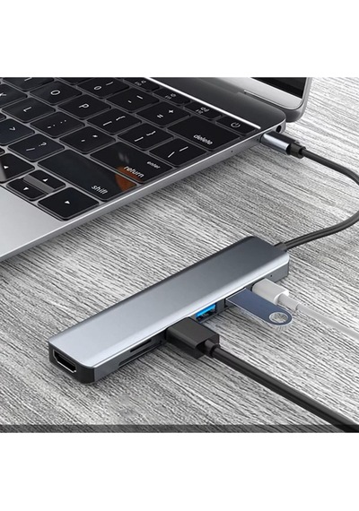 7 İn 1 1x Type-c 3x Usb 1x Sd 1x Tf 1x Hdmı Çıkışlı Usb C Hub Çoklayıcı Görüntü Ve Veri Aktarıcı