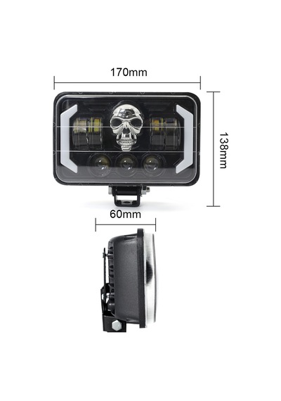 5" Rgb Kuru Kafa Angel Skull Off Road Led Lambası
