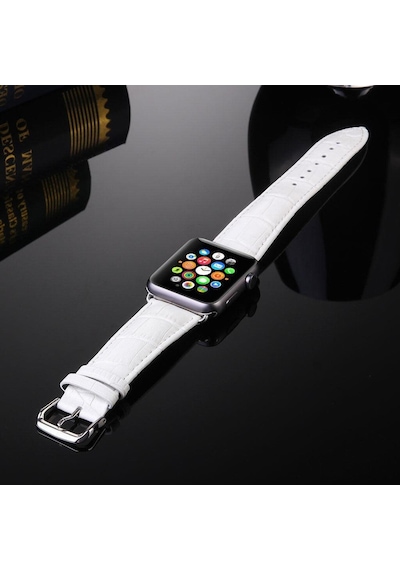 Ally Apple Uyumlu iOS  Watch 7 45Mm 6-5-4 44Mm Deri Kordon Kayış Crocodile 3
