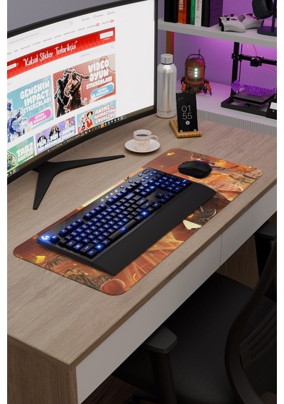 Zhongli Genshin Impact Anime Gacha V4 - 70x30 Xl Gaming Mouse Pad Fare Altlığı