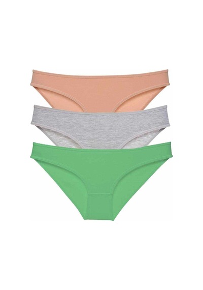 Royaleks 3 adet Eko Set Likralı Kadın Slip Külot Ten Gri Yeşil RYL-EKO3019 Gri - Yeşil