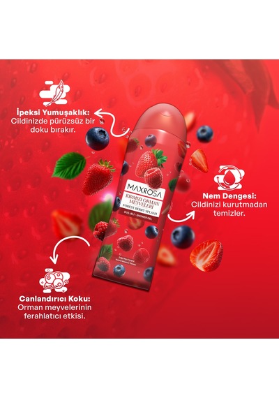 Maxrosa Kırmızı Orman Meyveleri Duş Jeli 600 Ml X 4 Adet Kırmızı Meyve