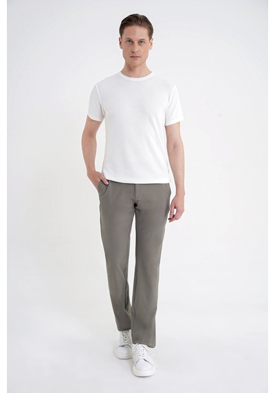 Efor Comfort Fit Rayon Karışımlı Ekru Bisiklet Yaka Tişört Ts 925