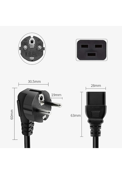 Primex Px-srv5 5 Metre 3x1.5mm C19 Server Power Kablo, 3x1.5mm Server Güç Kablosu, 5 Metre C19 Schuko Kablo Full Bakır Kablo