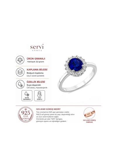 Servi 925 Ayar Gümüş Rainbow Taşlı Yüzük-78