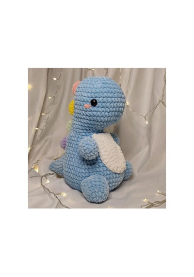 El Yapımı Tek Parça Tığ İşi Peluş: Jumbo Dino Amigurumi Çok Renkli