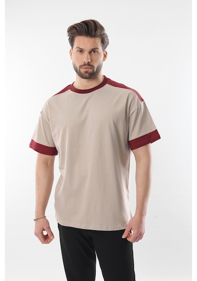 Madmext Bej Omzu Şerit Detaylı Erkek T-shirt E7125 Bej