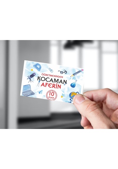 Öğretmeninden Kocaman Tebrik Kartı 50 Adet 5x8 Cm