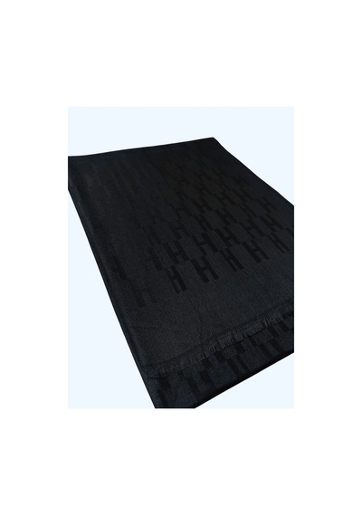 Mim Eşarp Işıl İpek - H Desen Kaşmir İpek Şal 75x190 Cm Siyah