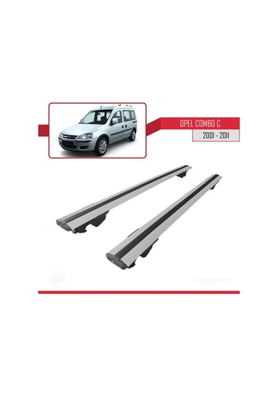 Opel Combo C 2001-2011 Arası İle Uyumlu Hook Model Anahtar Kilitli Ara Atkı Tavan Barı Gri
