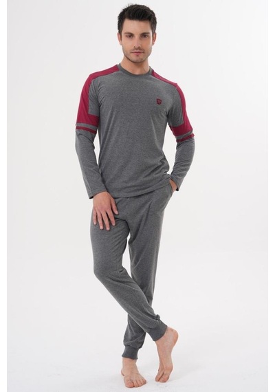 Mecit Pijama Mecit 2990 Erkek Füme Uzun Kollu Pijama Takımı Füme