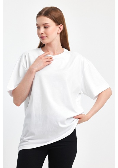 Odda 0008 Kadın Oversize Tişört Beyaz