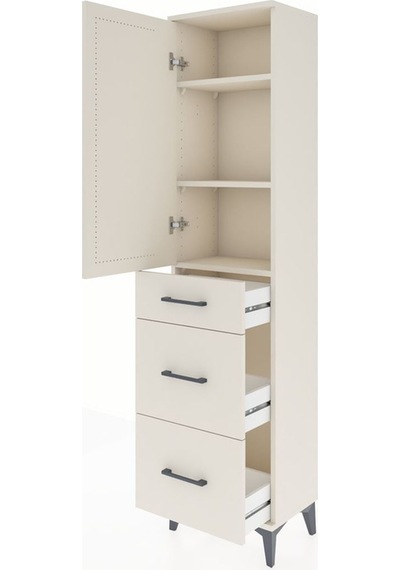 Arges Dolap 3 Raflı 3 Çekmeceli Tek Kapaklı 44x30x182 Aytaşı-... Aytaşı