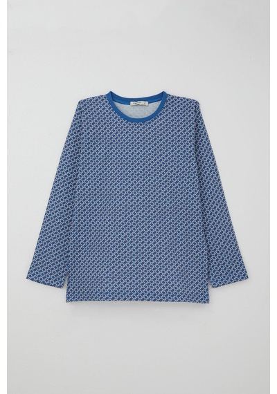 Breeze Erkek Çocuk Pijama Takımı Kare Desenli 9-12 Yaş, Mavi Mavi