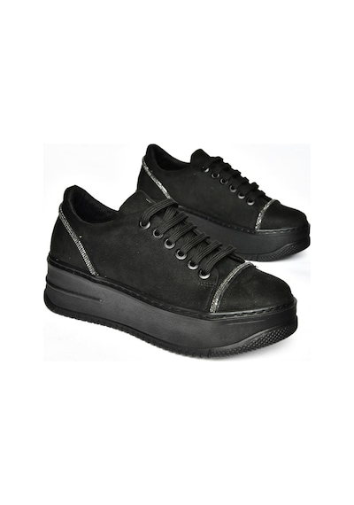 Fox Shoes R274217502 Siyah Süet Kalın Tabanlı Spor Ayakkabı Sneakers Siyah