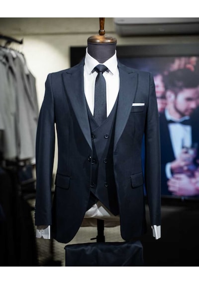 Beystil Sivri Yaka Lacivert Takım Elbise Nikol04 - Slim Fit Lacivert