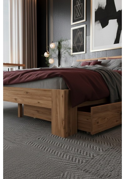 Lotus 2 Çekmeceli Çift Kişilik Mdf Karyola