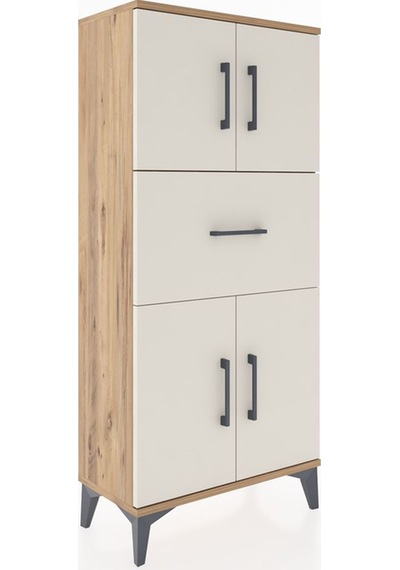 Hyperion Dolap Tek Raflı Tek Çekmeceli 4 Kapaklı 60x44x134 Ça... Çam