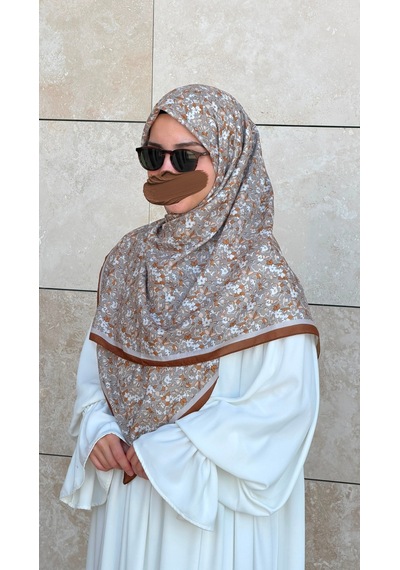 Qalortex Scarf Meyra Desen B.boy Eşarp - Kahve
